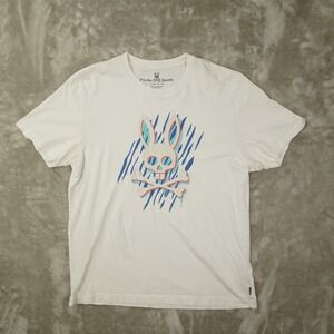 Psycho Bunny White Graphic T Shirt Men's 6 Large Short Sleeve Short Sleeve